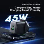 Oraimo PowerGaN 453 Compact Powerful 45W GaN Dual-Port Charger